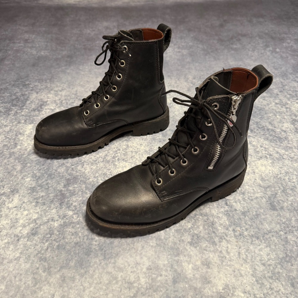 Vtg Red Wing 1668 Motorcycle Boots Womens 7 Black Leather Side Zip Vibram Moto